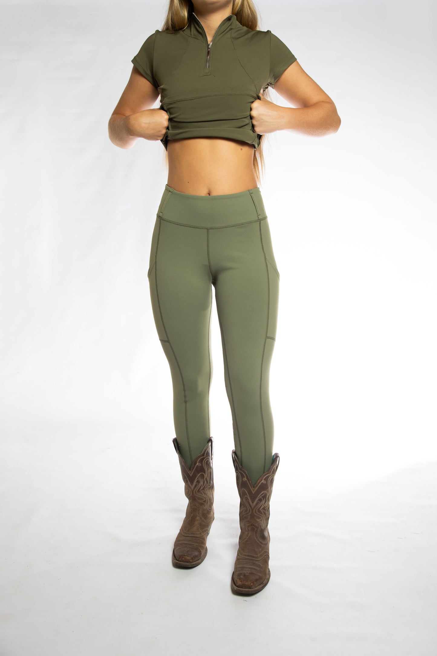 StrideFlex Riding Leggings - Olive