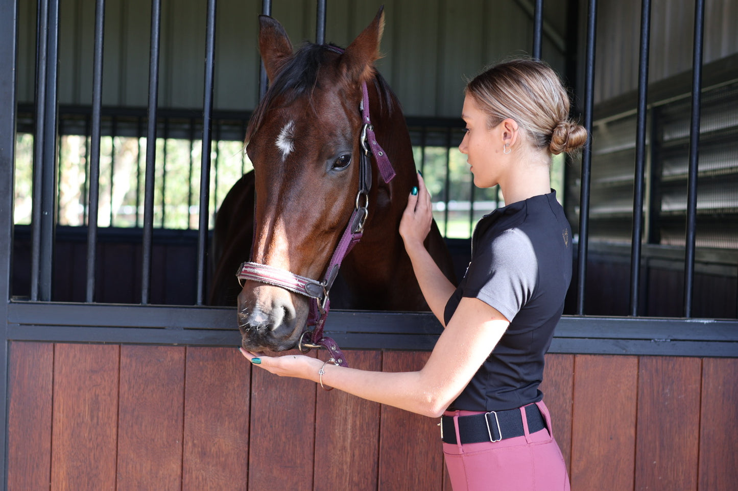 StrideFlex Riding Leggings - Red Violet